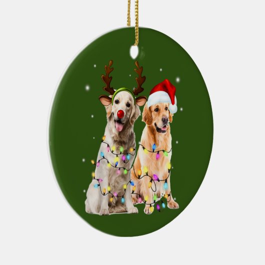 Kerst van Golden Retriever Keramisch Ornament (Rechts)