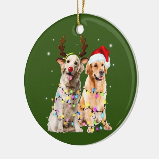 Kerst van Golden Retriever Keramisch Ornament (Links)