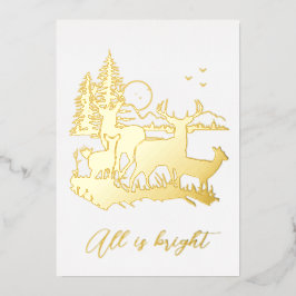 Kerst van gouden hert's nacht folie uitnodiging