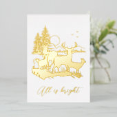 Kerst van gouden hert's nacht folie uitnodiging (Staand Voorkant)