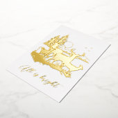 Kerst van gouden hert's nacht folie uitnodiging (Gedraaid)