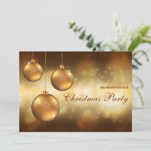 Kerst van gouden kerst in Gele Kerstmis Kaart (Staand voorkant)