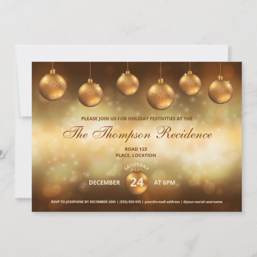 Kerst van gouden kerst in Gele Kerstmis Kaart (Achterkant)