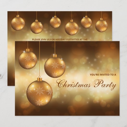 Kerst van gouden kerst in Gele Kerstmis Kaart (Voorkant / Achterkant)