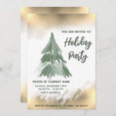 Kerst van gouden waterverf kaart (Voorkant / Achterkant)