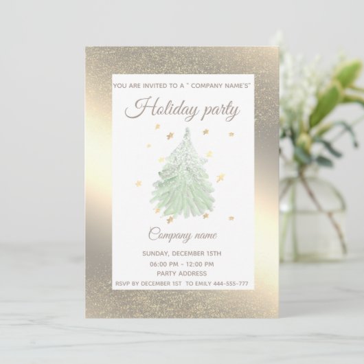 Kerst van gouden waterverf kaart (Staand voorkant)