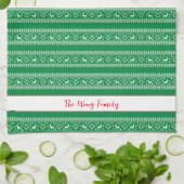 Kerst van groene en witte kerst theedoek (Gevouwen)