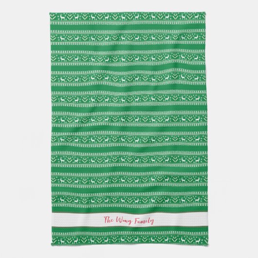 Kerst van groene en witte kerst theedoek (Verticaal)