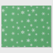 Kerst van groene en witte sneeuwvlokken cadeaupapier (Vlak)