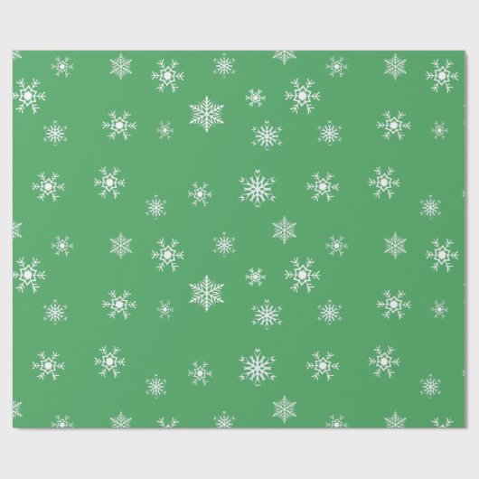 Kerst van groene en witte sneeuwvlokken cadeaupapier (Vlak)