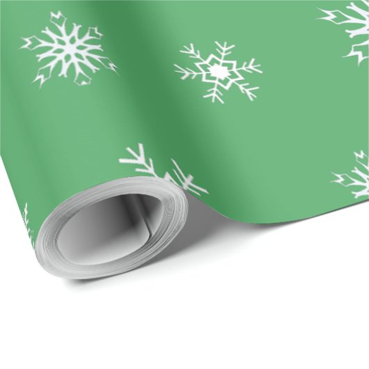 Kerst van groene en witte sneeuwvlokken cadeaupapier (Rol Hoek)