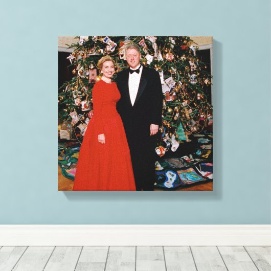 Kerst van het Amerikaanse President Bill Clinton & Canvas Afdruk (Insitu (Houten vloer))