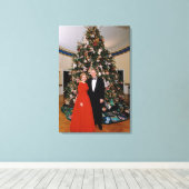 Kerst van het Amerikaanse President Bill Clinton & Canvas Afdruk (Insitu (Houten vloer))