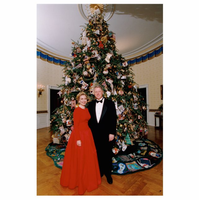 Kerst van het Amerikaanse President Bill Clinton & Fotobeeldje Ornament (Voorkant)