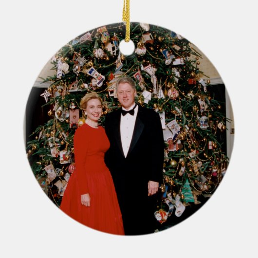 Kerst van het Amerikaanse President Bill Clinton & Keramisch Ornament (Achterkant)