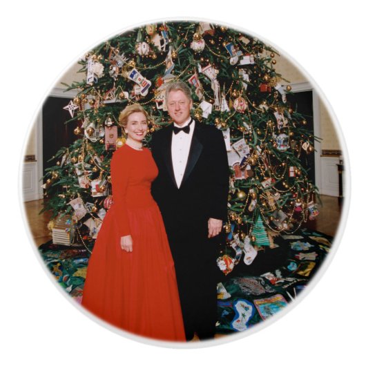 Kerst van het Amerikaanse President Bill Clinton & Keramische Knop (Voorkant)