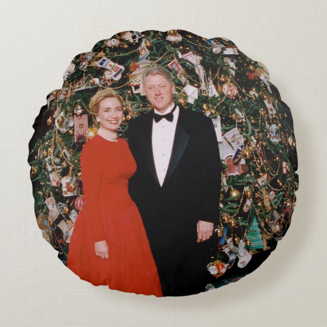 Kerst van het Amerikaanse President Bill Clinton & Rond Kussen (Voorkant)