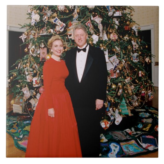 Kerst van het Amerikaanse President Bill Clinton & Tegeltje (Voorkant)