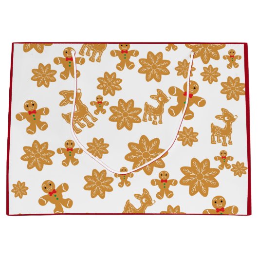 Kerst van het gevierde kerst van Gingerbrood Groot Cadeauzakje (Voorkant)
