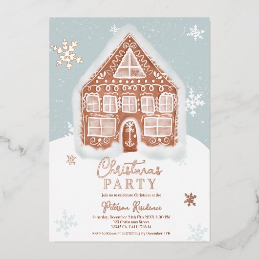 Kerst van het groothandelsbrood folie uitnodiging (Voorkant)