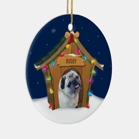 Kerst van het hondenhuis keramisch ornament (Rechts)