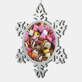 Kerst van het kleurrijke snoep van zoethout tin sneeuwvlok ornament (Rechts)