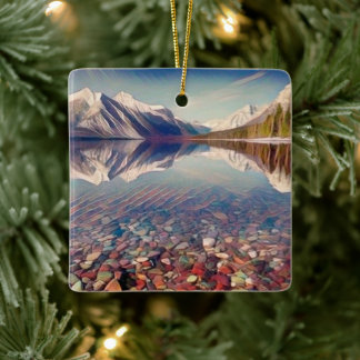 Kerst van het McDonald Lake Glacier Park Keramisch Ornament