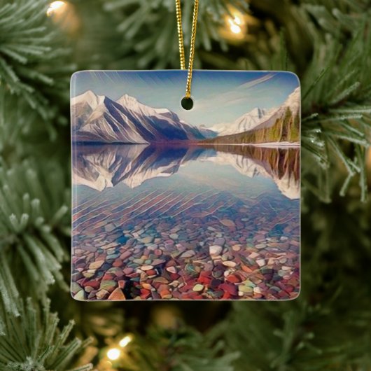 Kerst van het McDonald Lake Glacier Park Keramisch Ornament (Boom)