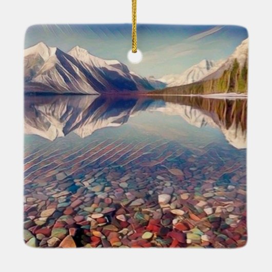 Kerst van het McDonald Lake Glacier Park Keramisch Ornament (Achterkant)