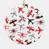 Kerst van het Rood- en Zwarte WWWII-vliegtuig Keramisch Ornament (Achterkant)