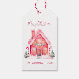 Kerst van het roze ontbijt cadeaulabel