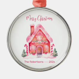 Kerst van het roze ontbijt metalen ornament