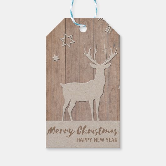 Kerst van het Rustige Reindeerwoudpaneel Cadeaulabel (Voorkant)