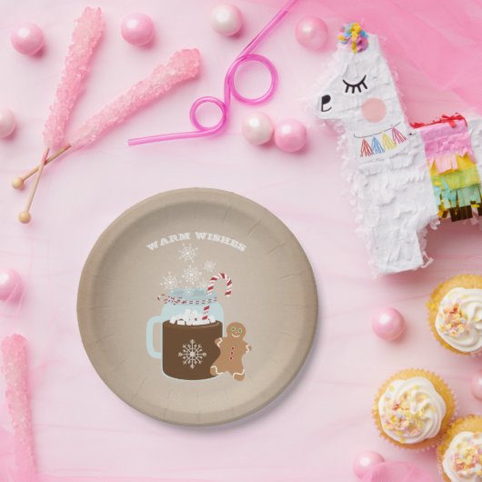 Kerst van het warme chocolade-gebak papieren bordje (Feest)