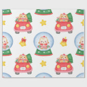 Kerst van het wereldbol met drijvende kat en sneeu cadeaupapier (Vlak)