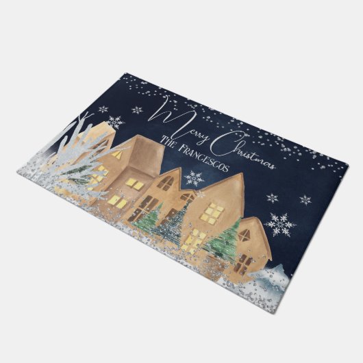 Kerst van het winterdorp Cozy Waterverf Winter Deurmat (Schuin)