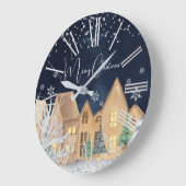 Kerst van het winterdorp Cozy Waterverf Winter Grote Klok (Hoek)