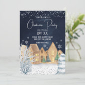 Kerst van het winterdorp Cozy Waterverf Winter Kaart (Staand voorkant)