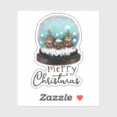 Kerst van het winterdorp Glass Snowball Sticker (Vel)