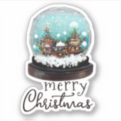 Kerst van het winterdorp Glass Snowball Sticker (Voorkant)