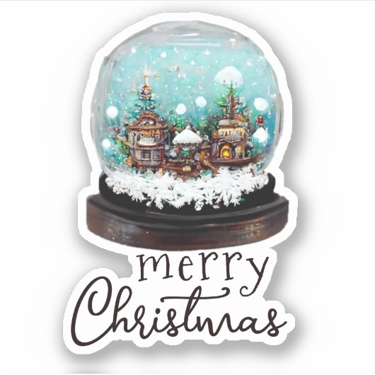 Kerst van het winterdorp Glass Snowball Sticker (Voorkant)