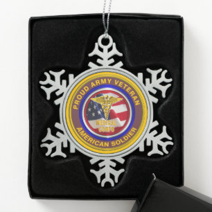Kerst van kerst in het kerkhof tin sneeuwvlok ornament