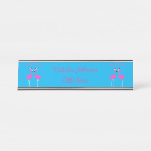 Kerst van Lesbian Flamingos Flamingo Belles Bureau Naambordje (Voorkant)
