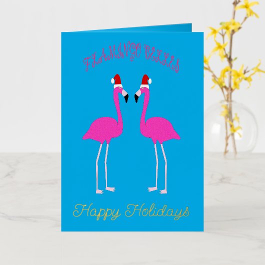 Kerst van Lesbian Flamingos Flamingo Belles Folie Wenskaart (Gele Bloem)
