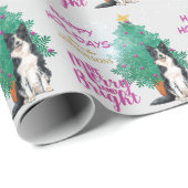 Kerst van Merry and Bright Border Collie Cadeaupapier (Rol Hoek)