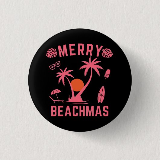 Kerst van Merry Beachmas in juli Ronde Button 3,2 Cm (Voorkant)
