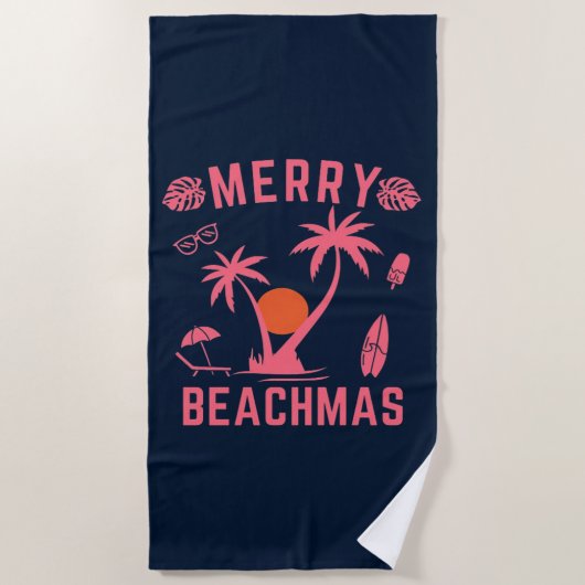 Kerst van Merry Beachmas in juli Strandlaken (Voorkant)