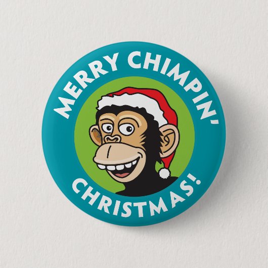 Kerst van Merry Chimpin Ronde Button 5,7 Cm (Voorkant)