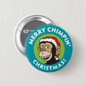 Kerst van Merry Chimpin Ronde Button 5,7 Cm (Voorkant /achterkant)