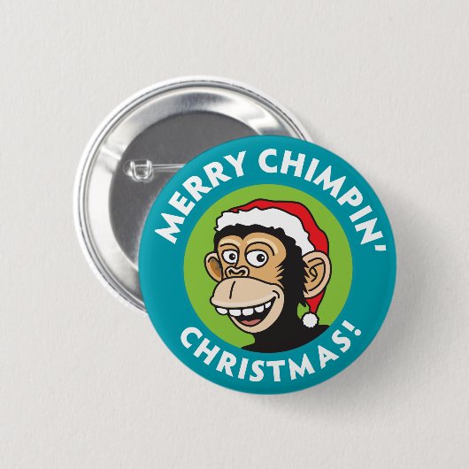 Kerst van Merry Chimpin Ronde Button 5,7 Cm (Voorkant /achterkant)